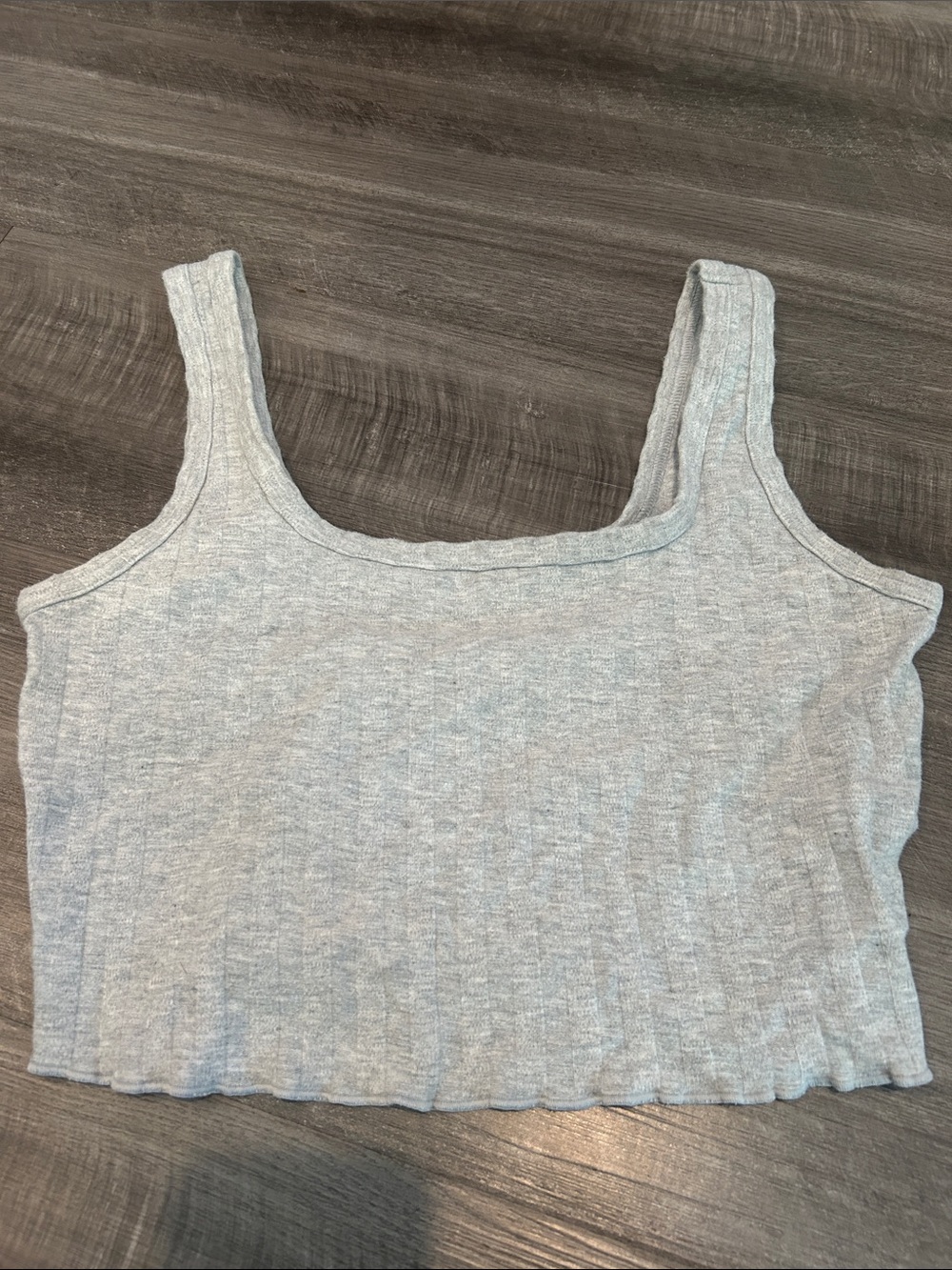AE Offline Heather Gray Ribbed Crop Tank Top